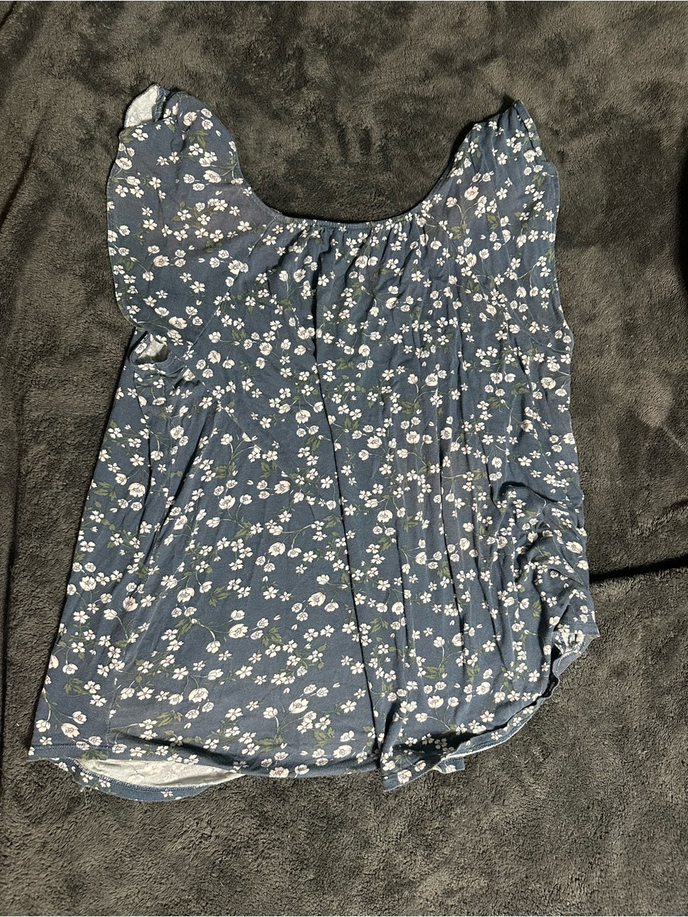 LOFT Blue Floral Scoop Neck Top
